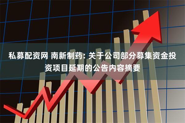 私募配资网 南新制药: 关于公司部分募集资金投资项目延期的公告内容摘要