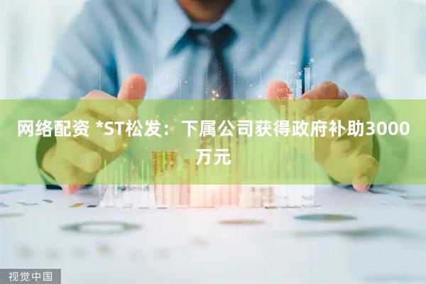 网络配资 *ST松发：下属公司获得政府补助3000万元
